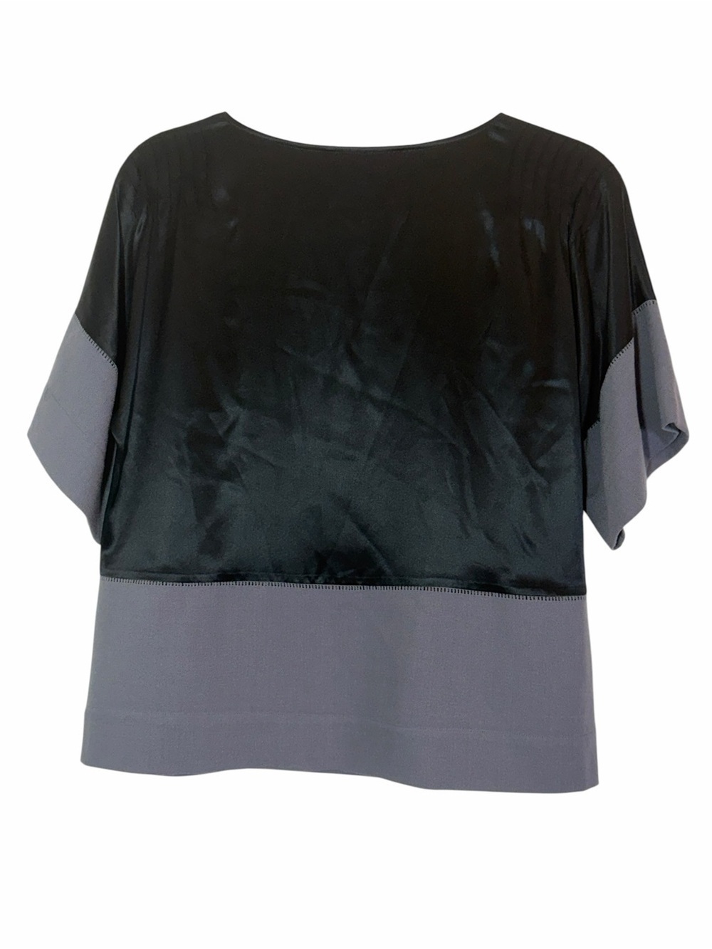 See By Chloe Black and Gray Short Sleeve Paneled Top - Picture 2 of 5